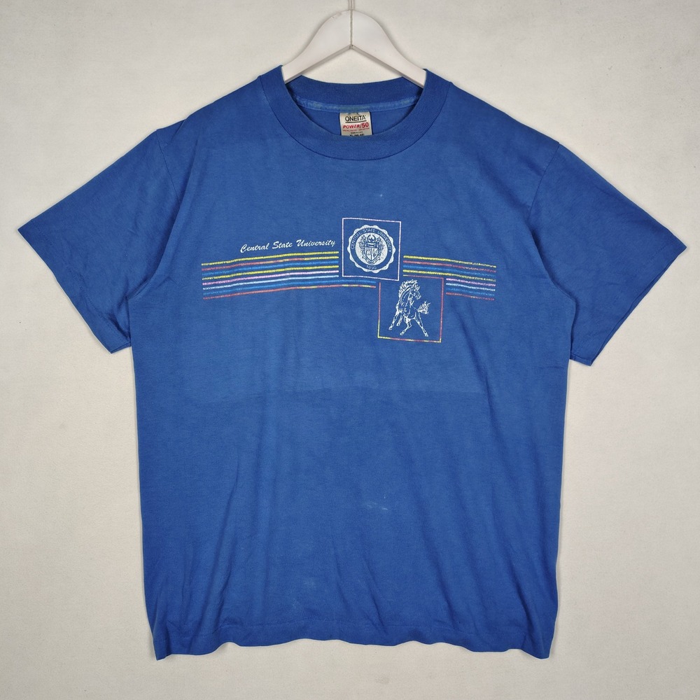 Vintage Central State University Marauders T-Shirt Oneita Power 50 Blue XL USA